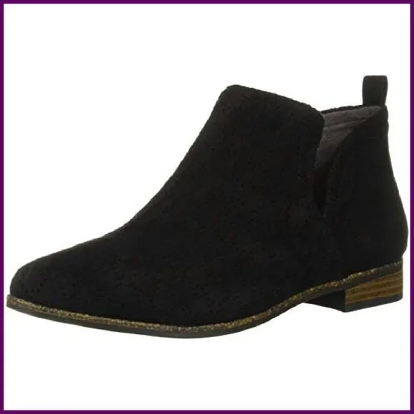 Women's Ankle Boots Size 7.5W Perforated Suede Slip-On Comfort